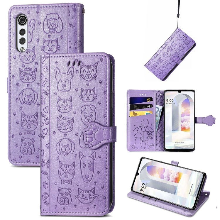 Lovely Cat and Dog Embossing Pattern Horizontal Flip Leather Case , with Holder & Card Slots & Wallet & Cartoon Clasp & Lanyard