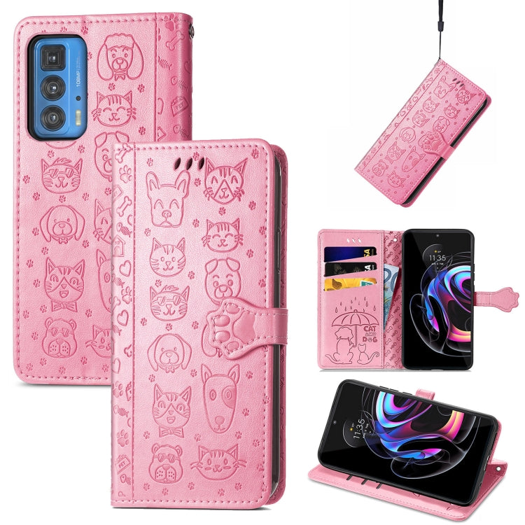 Lovely Cat and Dog Embossing Pattern Horizontal Flip Leather Case , with Holder & Card Slots & Wallet & Cartoon Clasp & Lanyard