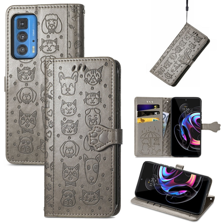 Lovely Cat and Dog Embossing Pattern Horizontal Flip Leather Case , with Holder & Card Slots & Wallet & Cartoon Clasp & Lanyard