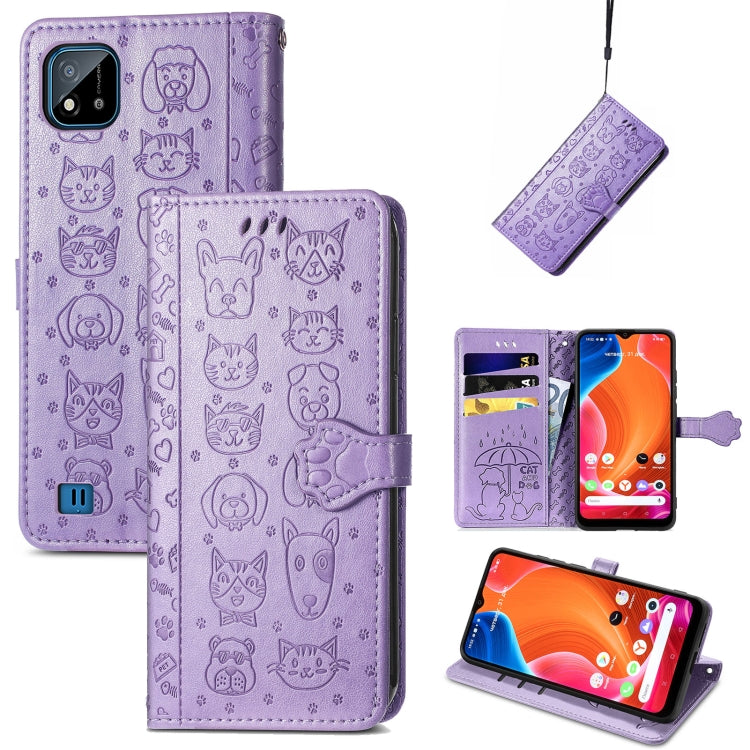 Lovely Cat and Dog Embossing Pattern Horizontal Flip Leather Case , with Holder & Card Slots & Wallet & Cartoon Clasp & Lanyard