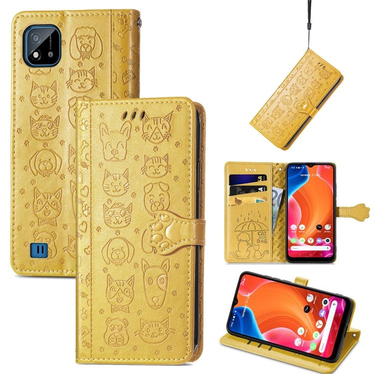Lovely Cat and Dog Embossing Pattern Horizontal Flip Leather Case , with Holder & Card Slots & Wallet & Cartoon Clasp & Lanyard