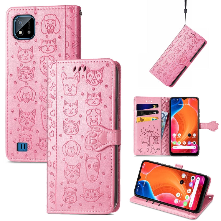 Lovely Cat and Dog Embossing Pattern Horizontal Flip Leather Case , with Holder & Card Slots & Wallet & Cartoon Clasp & Lanyard