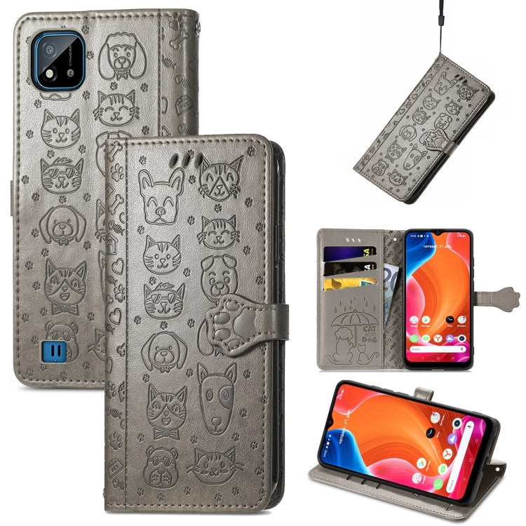 Lovely Cat and Dog Embossing Pattern Horizontal Flip Leather Case , with Holder & Card Slots & Wallet & Cartoon Clasp & Lanyard