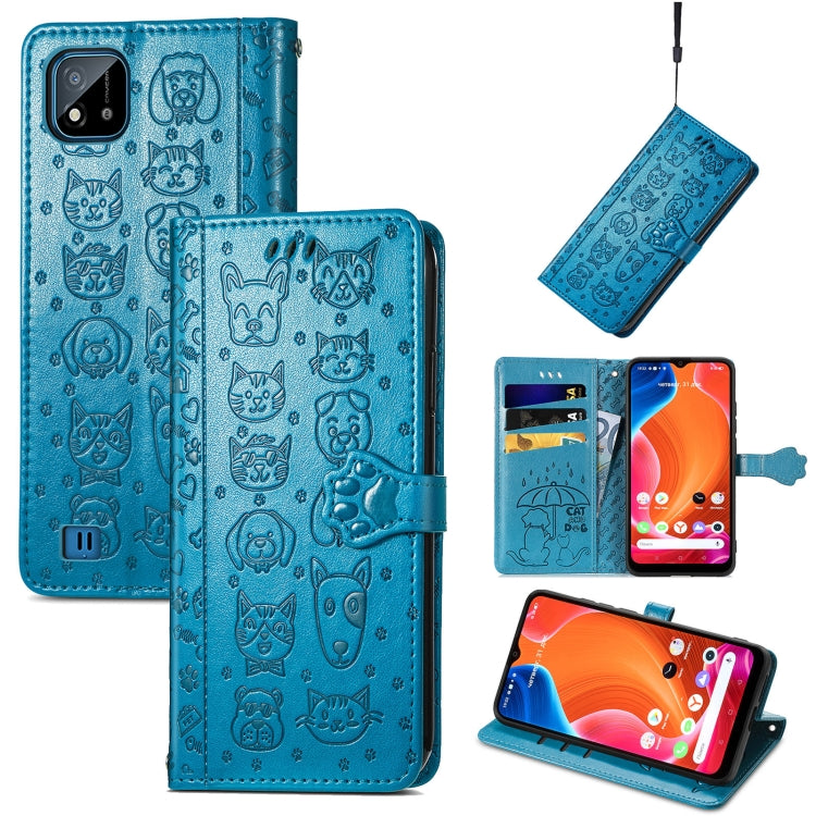 Lovely Cat and Dog Embossing Pattern Horizontal Flip Leather Case , with Holder & Card Slots & Wallet & Cartoon Clasp & Lanyard