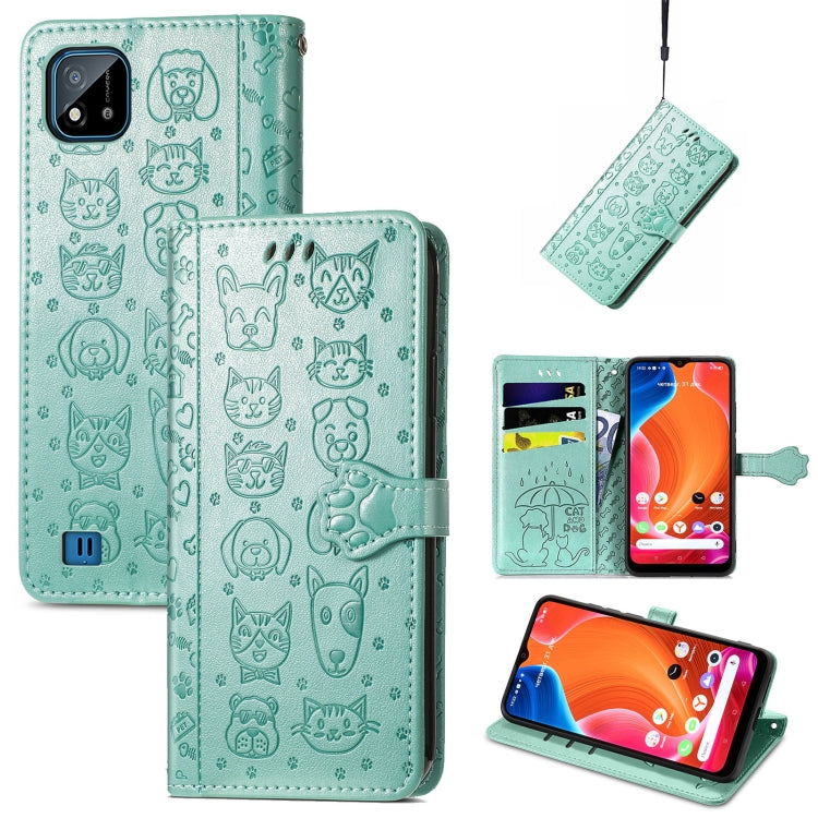 Lovely Cat and Dog Embossing Pattern Horizontal Flip Leather Case , with Holder & Card Slots & Wallet & Cartoon Clasp & Lanyard