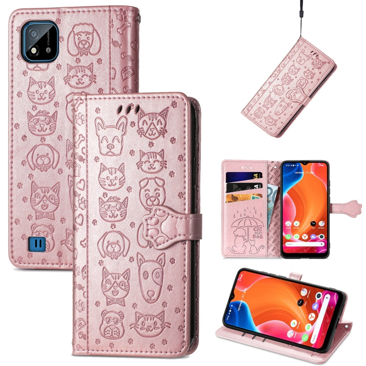 Lovely Cat and Dog Embossing Pattern Horizontal Flip Leather Case , with Holder & Card Slots & Wallet & Cartoon Clasp & Lanyard
