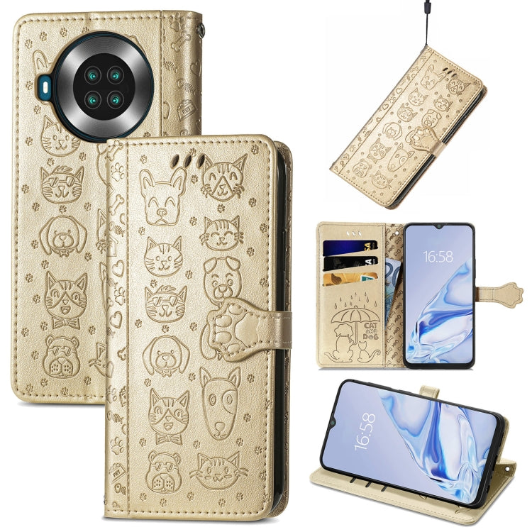 Lovely Cat and Dog Embossing Pattern Horizontal Flip Leather Case , with Holder & Card Slots & Wallet & Cartoon Clasp & Lanyard