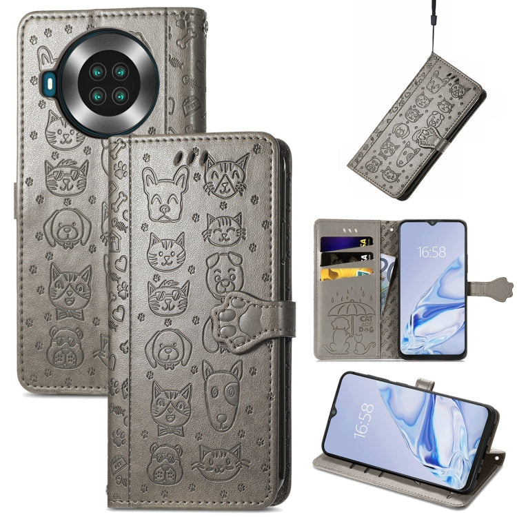 Lovely Cat and Dog Embossing Pattern Horizontal Flip Leather Case , with Holder & Card Slots & Wallet & Cartoon Clasp & Lanyard
