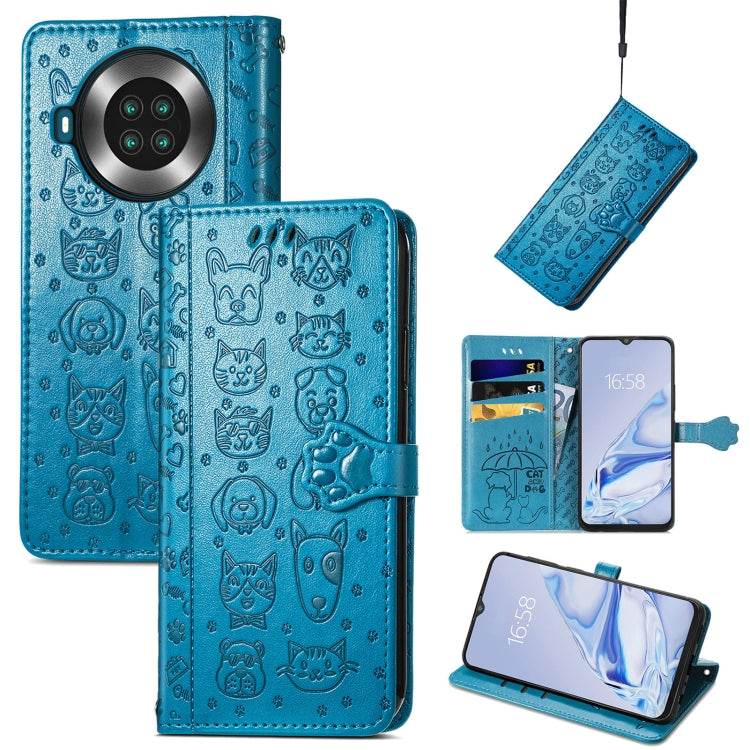 Lovely Cat and Dog Embossing Pattern Horizontal Flip Leather Case , with Holder & Card Slots & Wallet & Cartoon Clasp & Lanyard