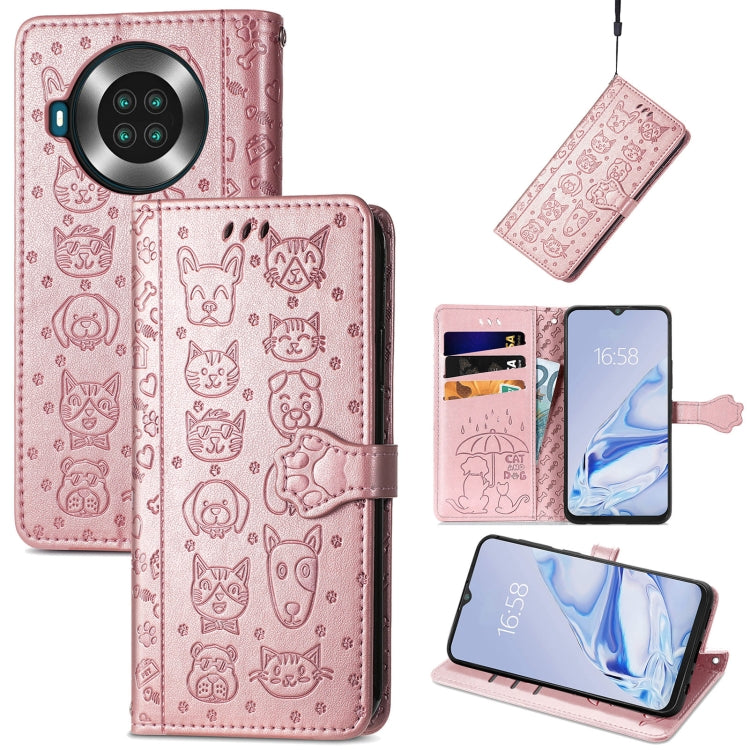 Lovely Cat and Dog Embossing Pattern Horizontal Flip Leather Case , with Holder & Card Slots & Wallet & Cartoon Clasp & Lanyard