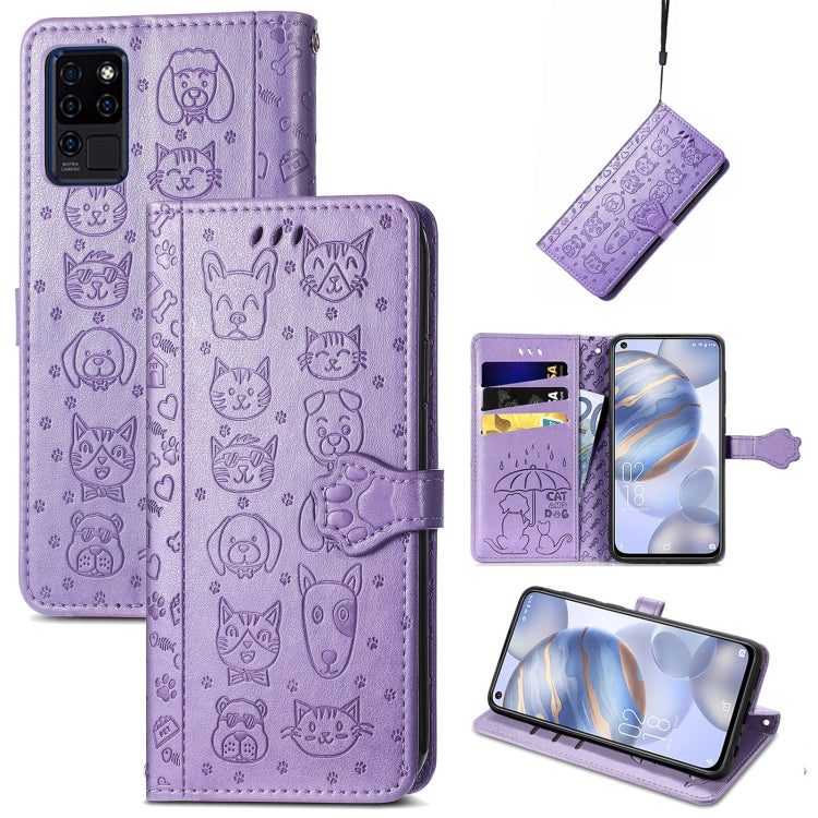 Lovely Cat and Dog Embossing Pattern Horizontal Flip Leather Case , with Holder & Card Slots & Wallet & Cartoon Clasp & Lanyard
