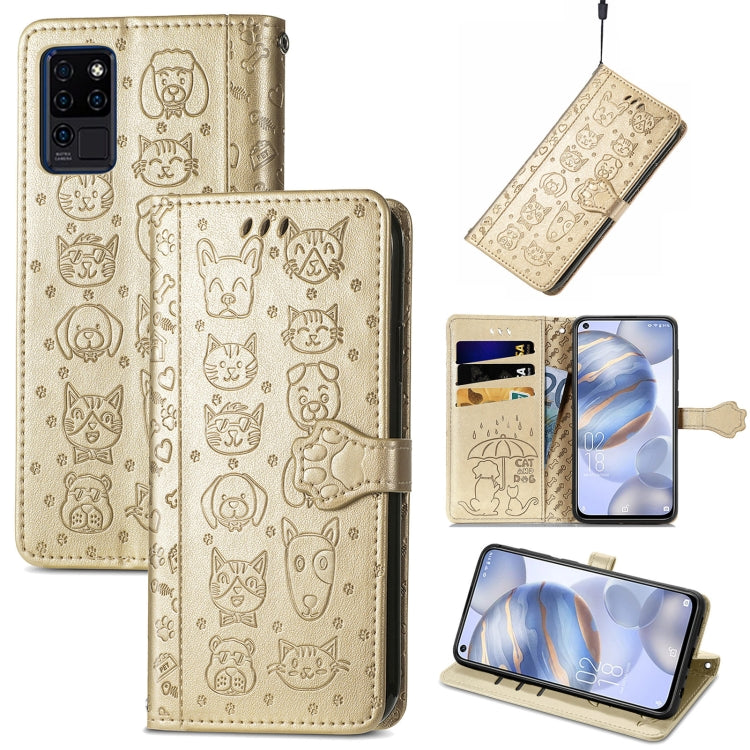 Lovely Cat and Dog Embossing Pattern Horizontal Flip Leather Case , with Holder & Card Slots & Wallet & Cartoon Clasp & Lanyard