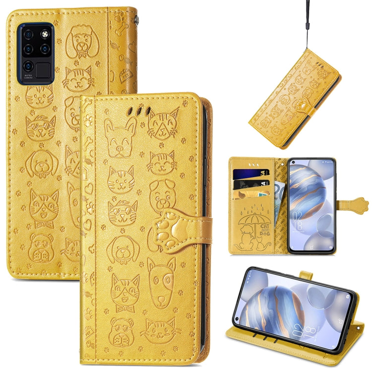 Lovely Cat and Dog Embossing Pattern Horizontal Flip Leather Case , with Holder & Card Slots & Wallet & Cartoon Clasp & Lanyard