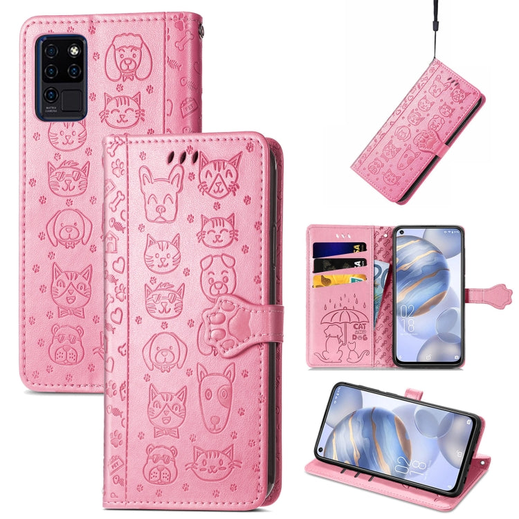Lovely Cat and Dog Embossing Pattern Horizontal Flip Leather Case , with Holder & Card Slots & Wallet & Cartoon Clasp & Lanyard