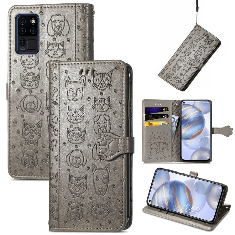 Lovely Cat and Dog Embossing Pattern Horizontal Flip Leather Case , with Holder & Card Slots & Wallet & Cartoon Clasp & Lanyard