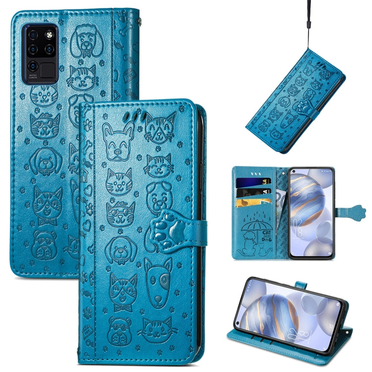 Lovely Cat and Dog Embossing Pattern Horizontal Flip Leather Case , with Holder & Card Slots & Wallet & Cartoon Clasp & Lanyard