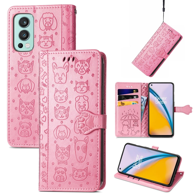 Lovely Cat and Dog Embossing Pattern Horizontal Flip Leather Case , with Holder & Card Slots & Wallet & Cartoon Clasp & Lanyard