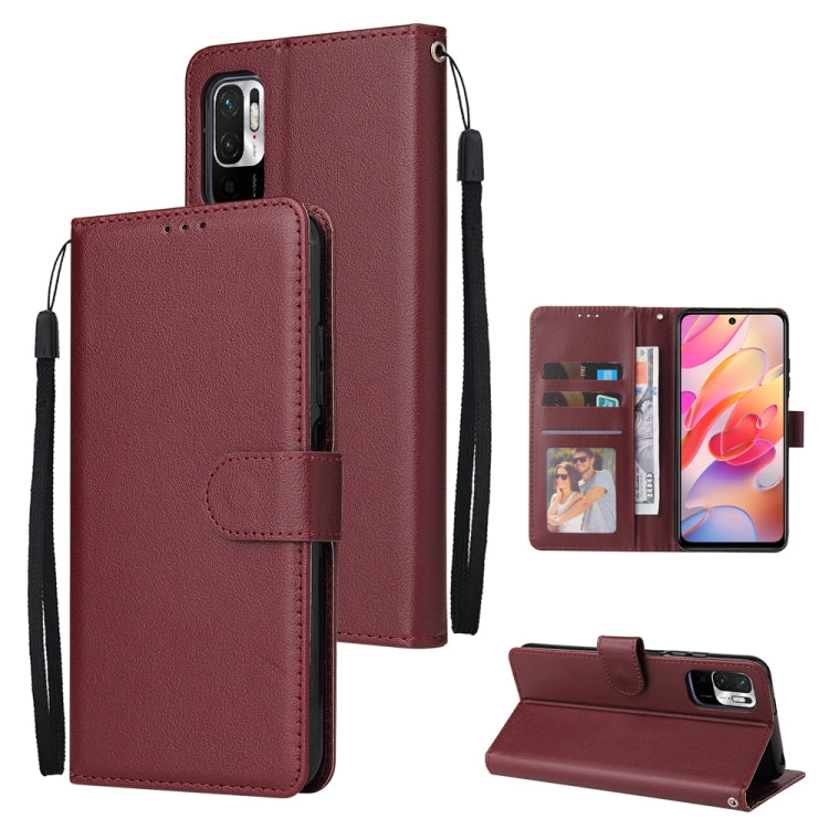 Multifunctional Horizontal Flip Leather Case, with Three Card Slot & Holder & Double Zip Wallett & Photo Frame & Lanyard
