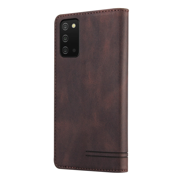 For Samsung Galaxy A03s 166mm Skin Feel Anti-theft Brush Horizontal Flip Leather Case with Holder & Card Slots & Wallet(Brown)