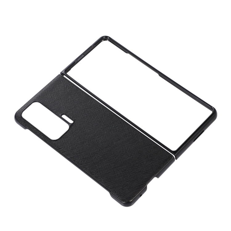 Cross Texture Genuine Leather Shockproof Phone Case