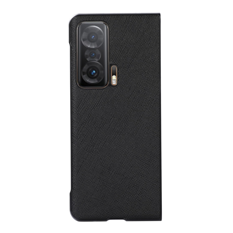 Cross Texture Genuine Leather Shockproof Phone Case