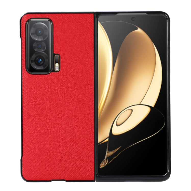 Cross Texture Genuine Leather Shockproof Phone Case