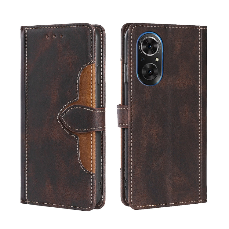 Skin Feel Straw Hat Magnetic Buckle Leather Phone Case