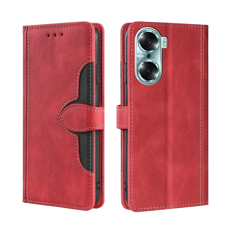Skin Feel Straw Hat Magnetic Buckle Leather Phone Case