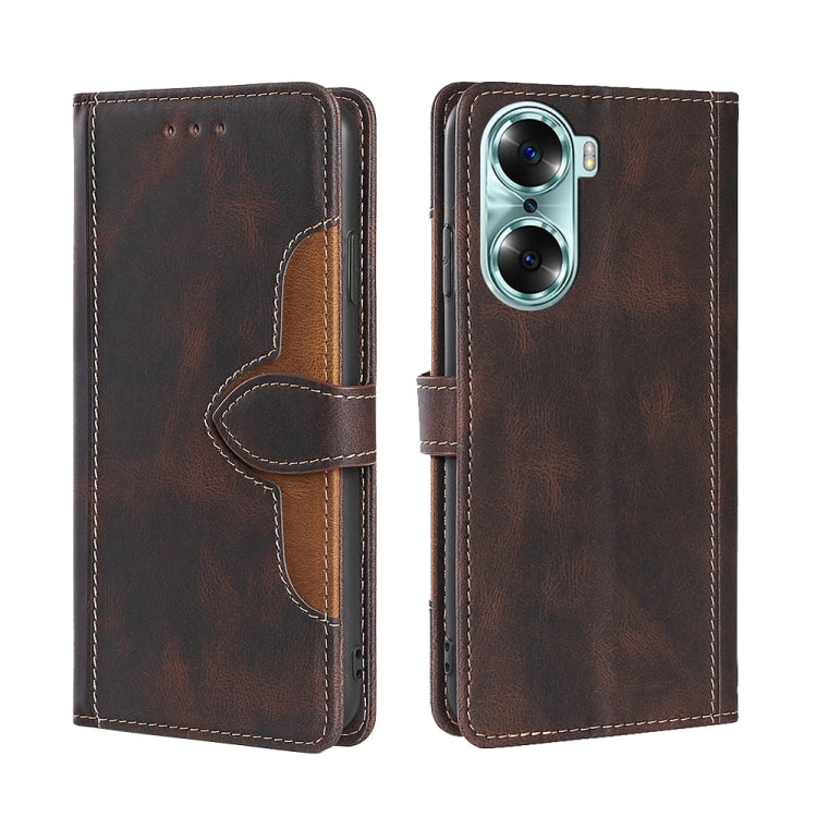 Skin Feel Straw Hat Magnetic Buckle Leather Phone Case