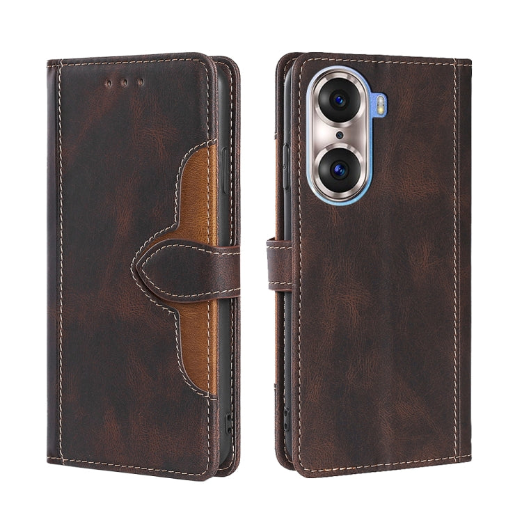 Skin Feel Straw Hat Magnetic Buckle Leather Phone Case
