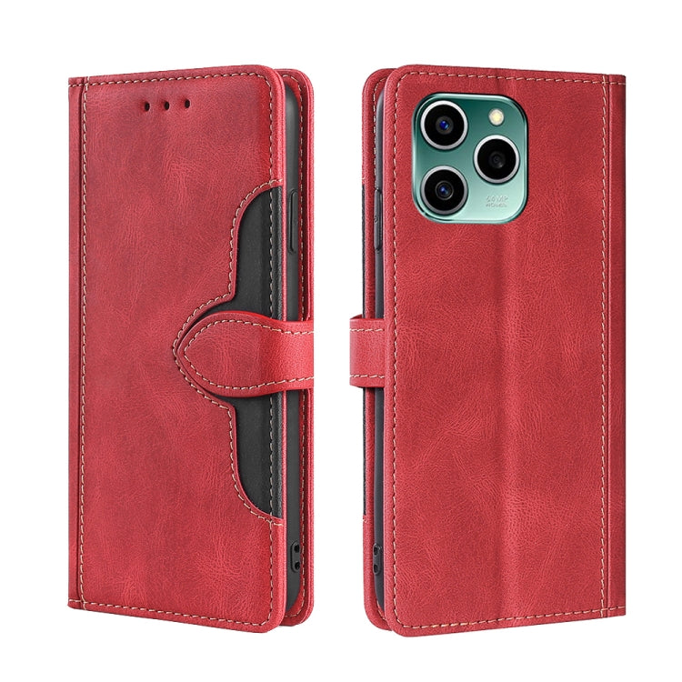 Skin Feel Straw Hat Magnetic Buckle Leather Phone Case