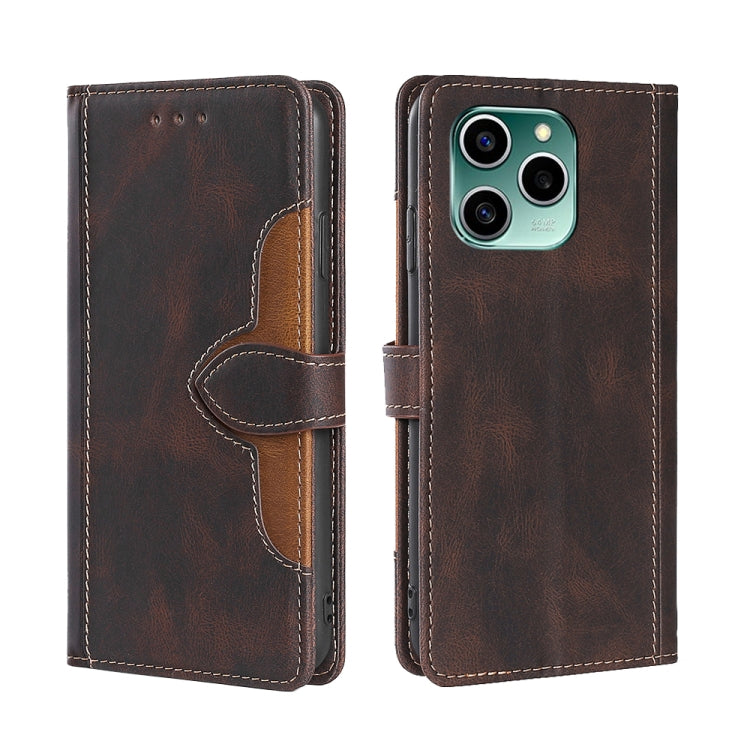 Skin Feel Straw Hat Magnetic Buckle Leather Phone Case