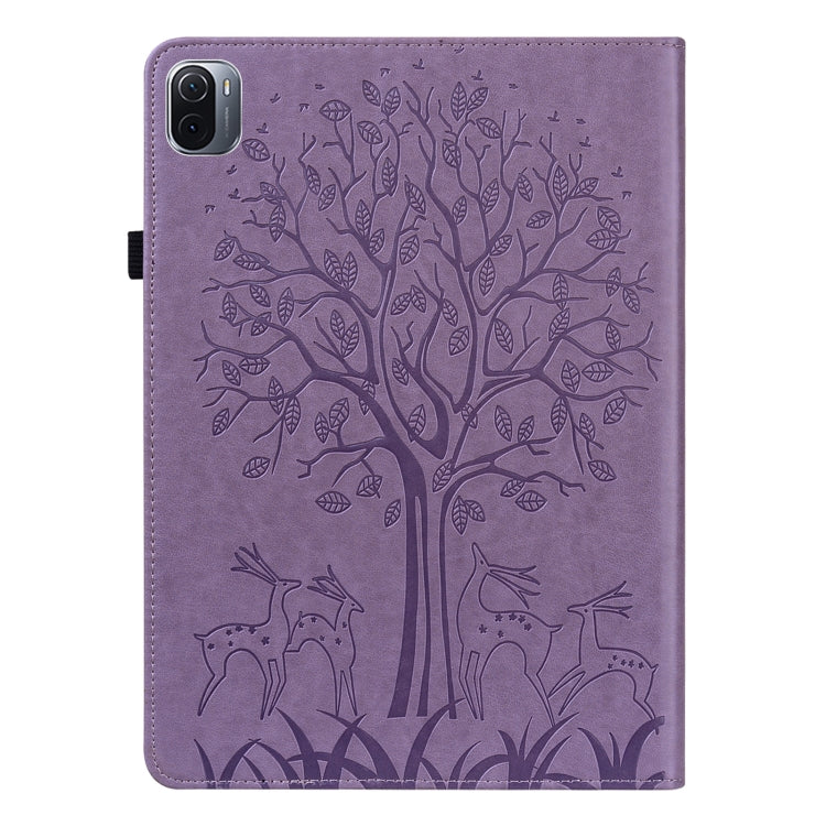 Tree & Deer Pattern Pressed Printing Leather Tablet Case with Sleep / Wake-up