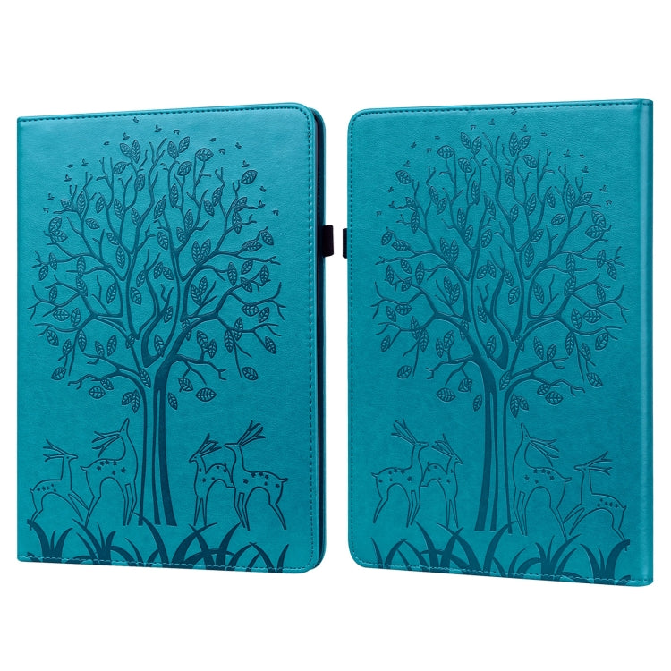 Tree & Deer Pattern Pressed Printing Leather Tablet Case with Sleep / Wake-up