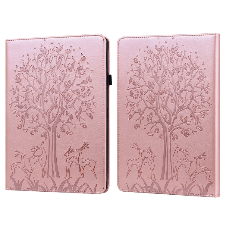 Tree & Deer Pattern Pressed Printing Leather Tablet Case with Sleep / Wake-up