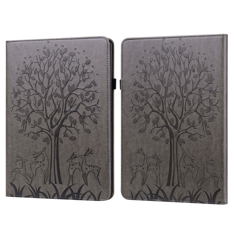Tree & Deer Pattern Pressed Printing Leather Tablet Case with Sleep / Wake-up