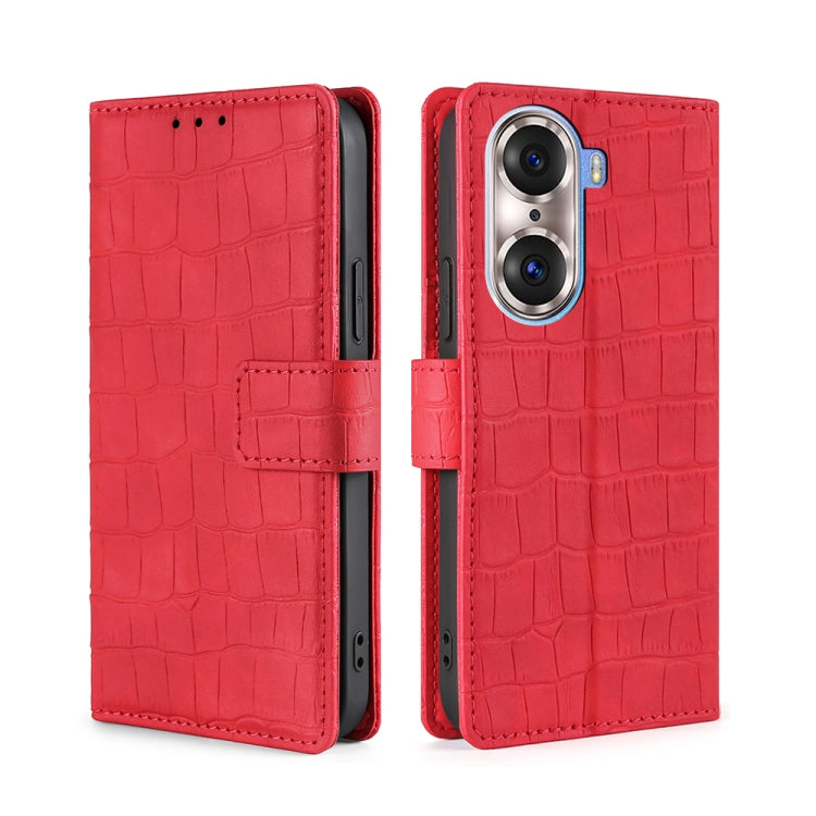 Skin Feel Crocodile Texture Magnetic Clasp PU Leather Phone Case