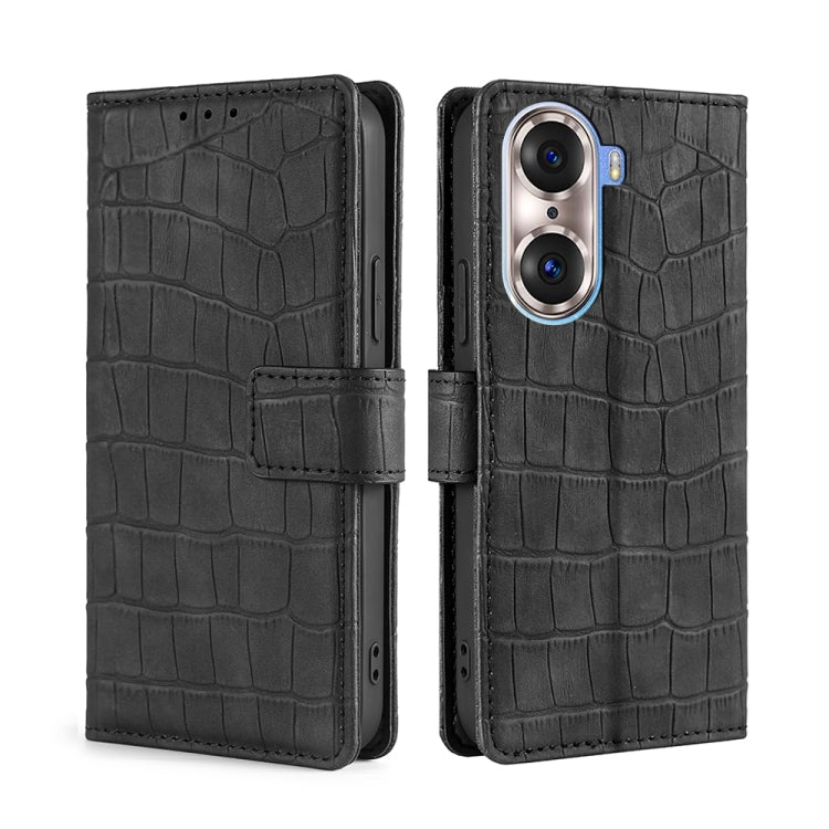 Skin Feel Crocodile Texture Magnetic Clasp PU Leather Phone Case