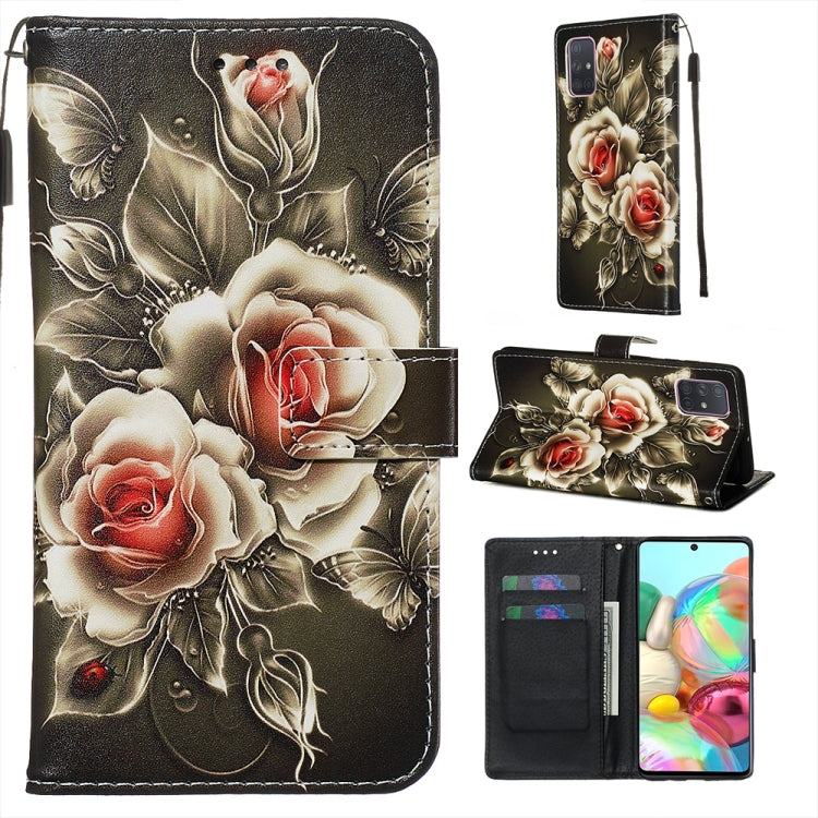 Colored Drawing Pattern Plain Weave Horizontal Flip Leather Case with Holder & Card Slot & Wallet&Lanyard
