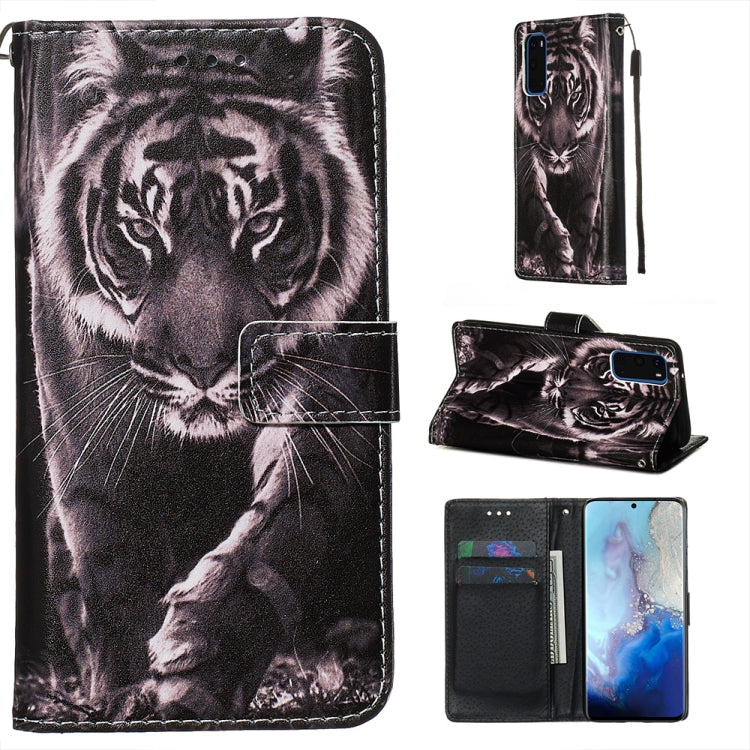 Colored Drawing Pattern Plain Weave Horizontal Flip Leather Case with Holder & Card Slot & Wallet&Lanyard