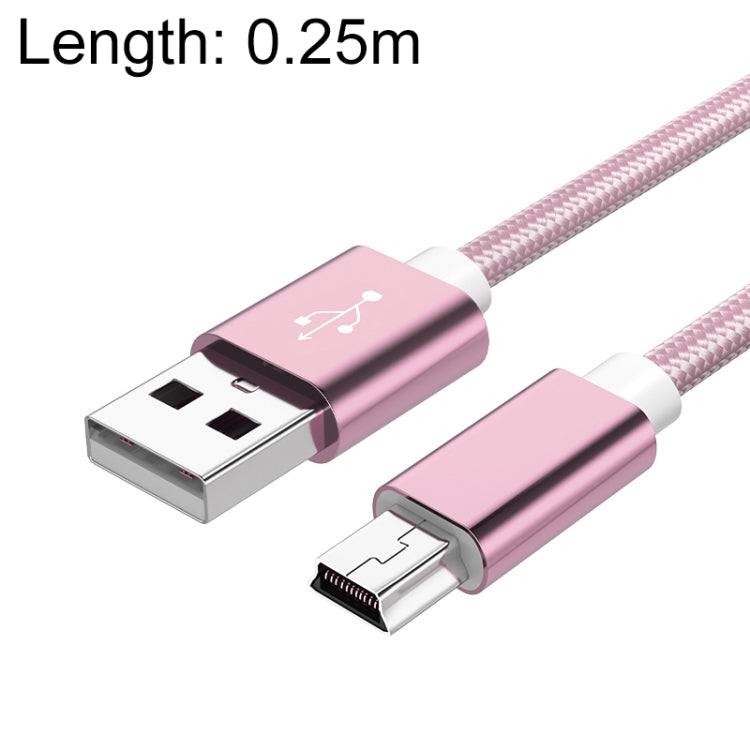 5 PCS Mini USB to USB A Woven Data / Charge Cable for MP3, Camera, Car DVR