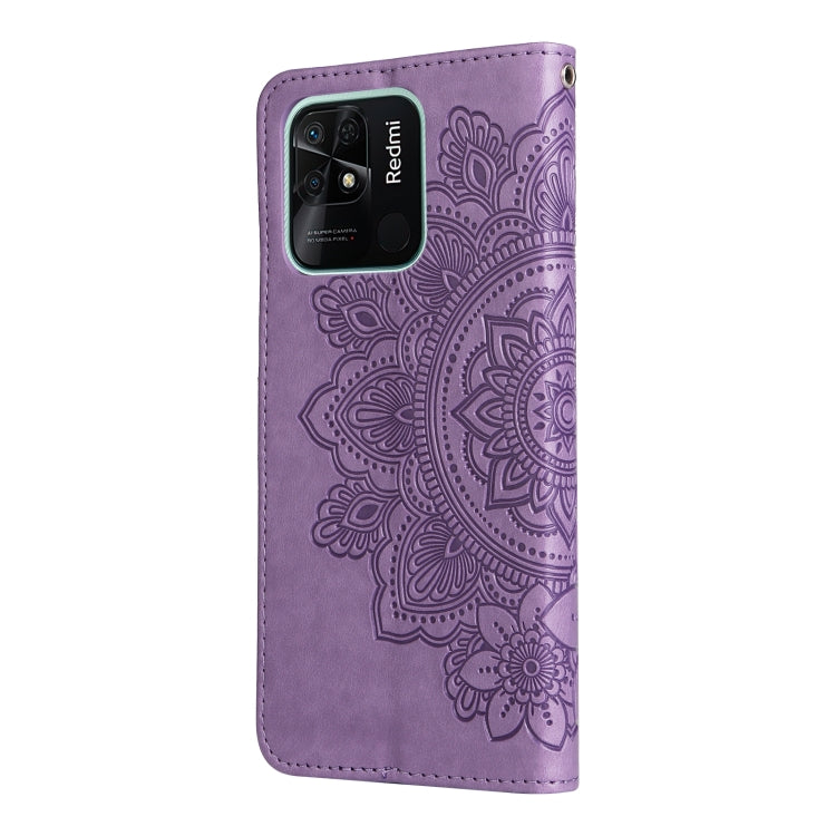 7-petal Flowers Embossed Flip Leather Phone Case