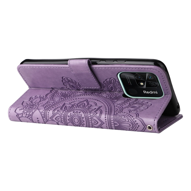 7-petal Flowers Embossed Flip Leather Phone Case