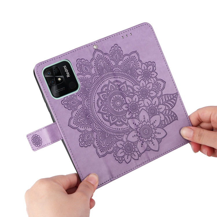 7-petal Flowers Embossed Flip Leather Phone Case