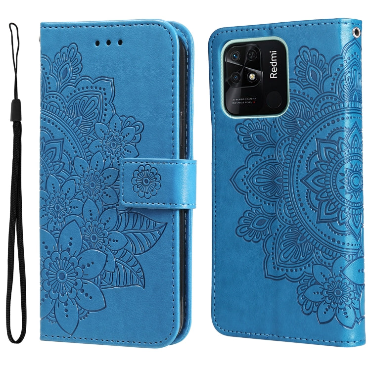 7-petal Flowers Embossed Flip Leather Phone Case