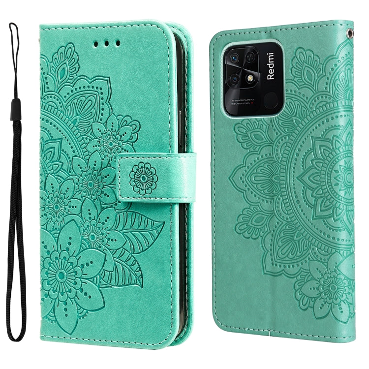 7-petal Flowers Embossed Flip Leather Phone Case