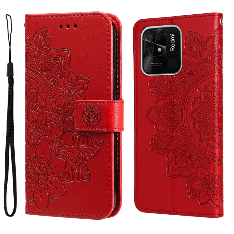 7-petal Flowers Embossed Flip Leather Phone Case