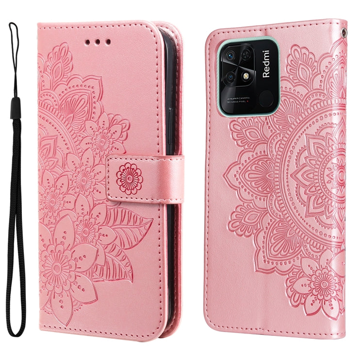 7-petal Flowers Embossed Flip Leather Phone Case