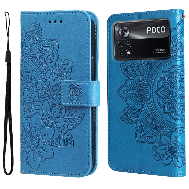 7-petal Flowers Embossed Flip Leather Phone Case