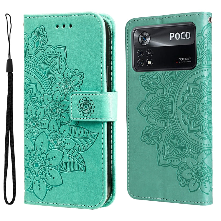 7-petal Flowers Embossed Flip Leather Phone Case